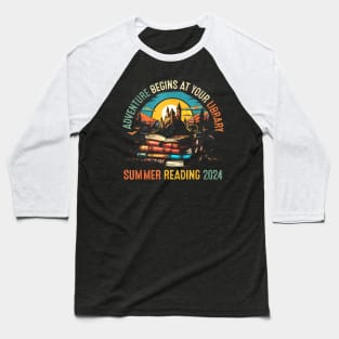 Adventure Begins At Your Library Summer Reading 2024 Vintage Baseball T-Shirt